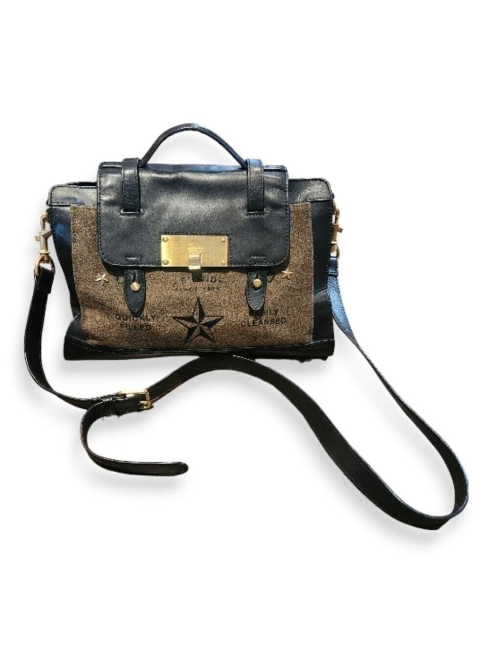 DIESEL Satchel Handbag Crossbody Purse Leather Wool Unisex